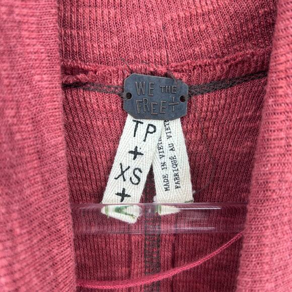 We The Free Free People Burnt Red Soft Turtleneck Tunic Top Split Back Womens XS - Picture 6 of 11